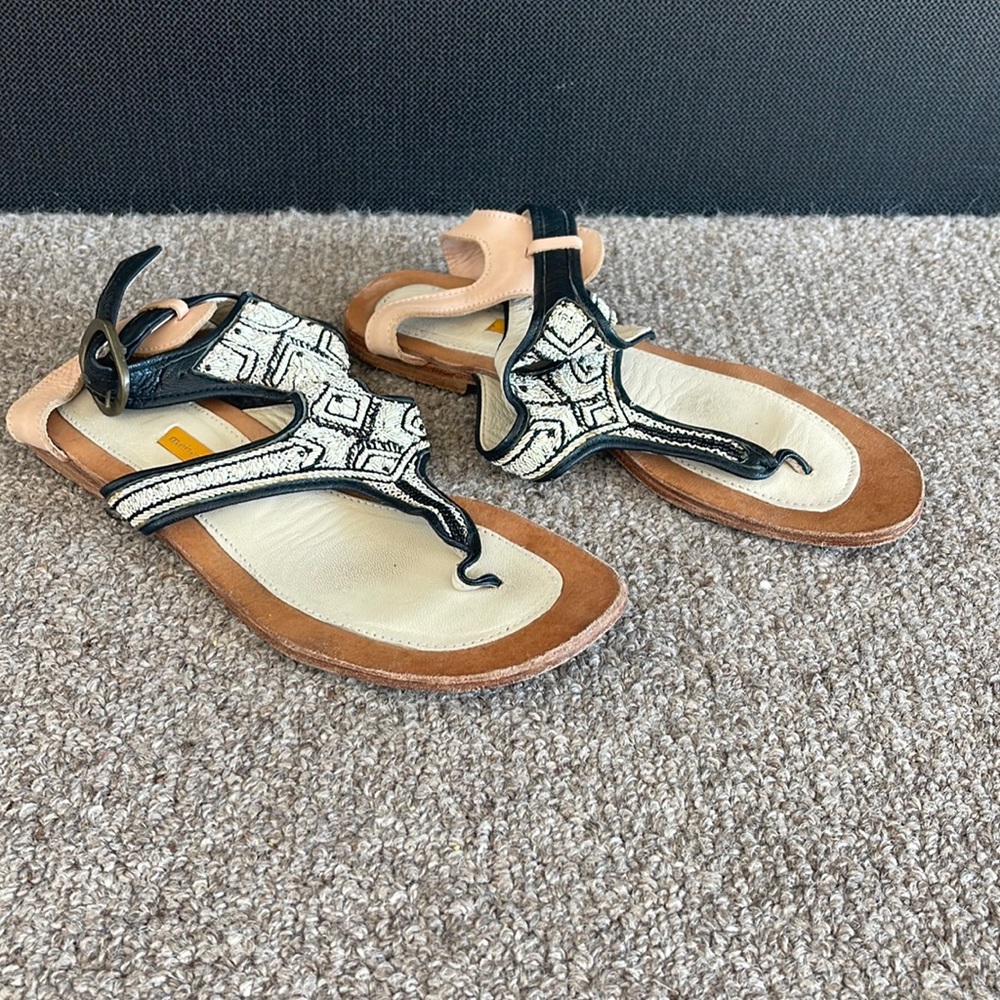 Leather beaded designer Sandals
